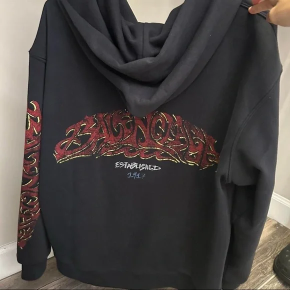 Balenciaga Unisex Black Zip-Up Hoodie
